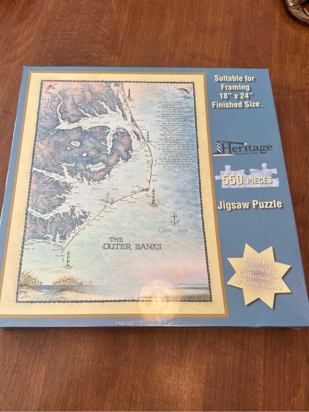 Heritage Outer Banks Map Puzzle in Blue and Cream